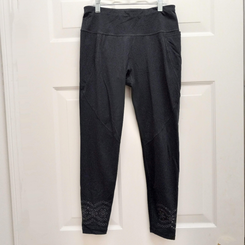 Sweaty Betty Power Lasercut 7/8 Leggings Workout Size 4-6 Black Eyelet Yoga Gym